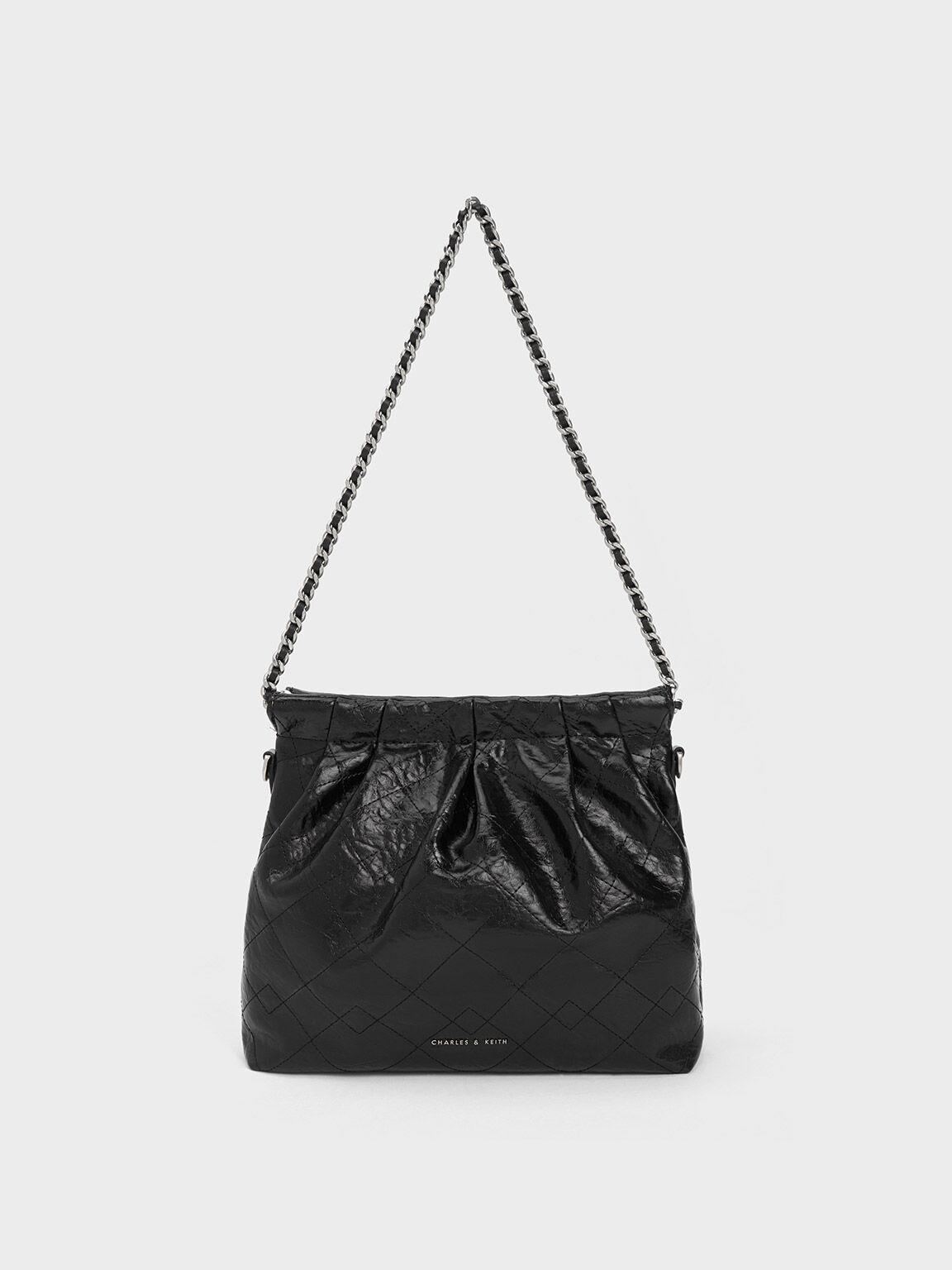 Túi Charles Keith Đeo Vai Hình Thang Duo Noir