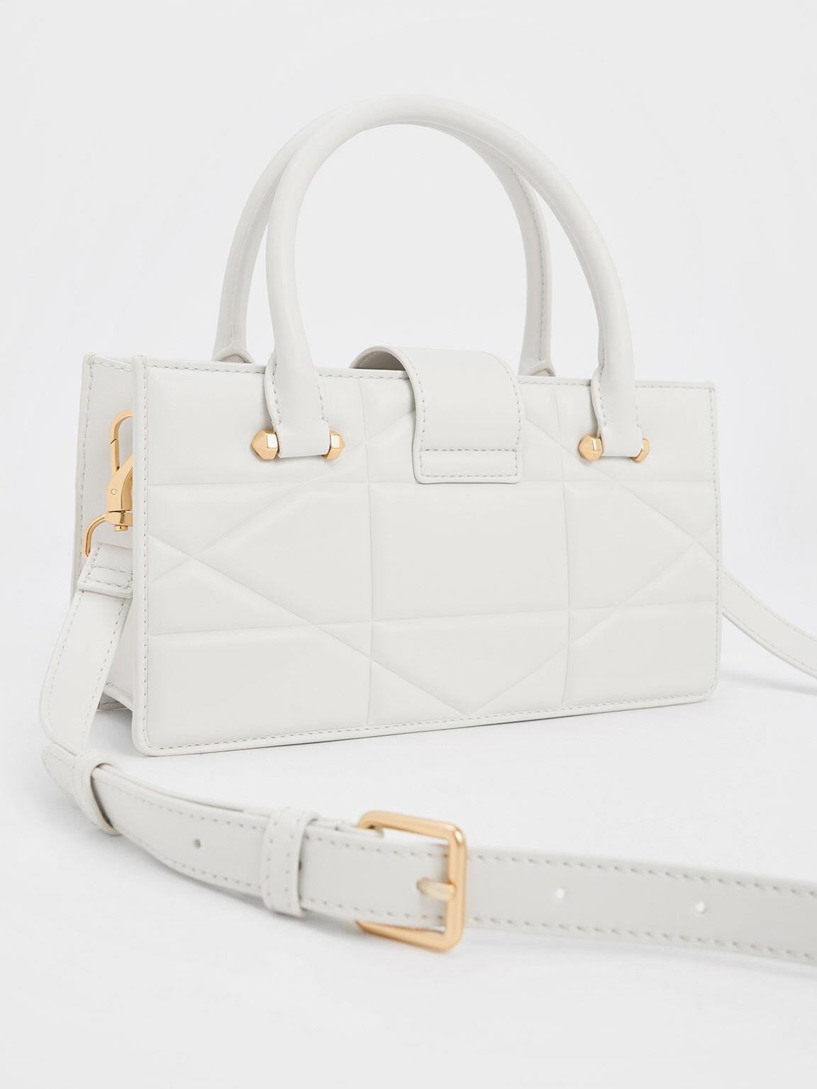 Túi Charles Keith Xách Phom Chữ Nhật Blanche Quilted Trắng