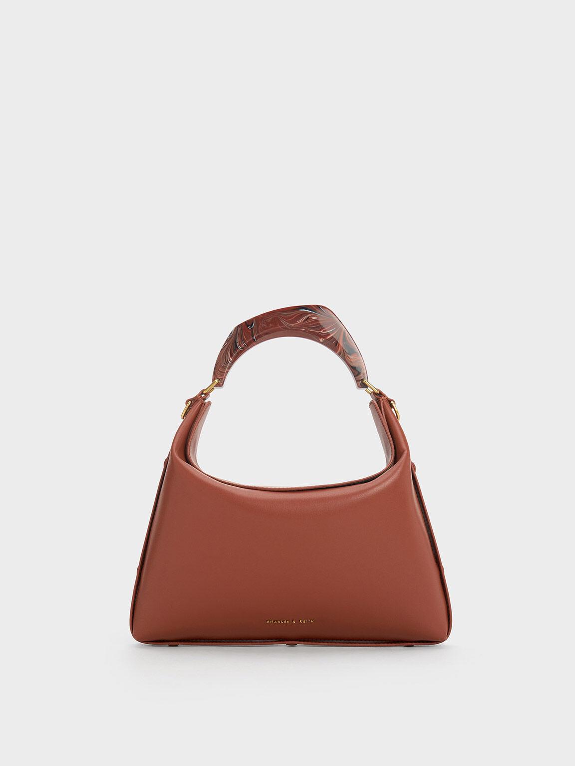 Túi Charles Keith Đeo Vai Hình Thang Marlin Acrylic Mocha