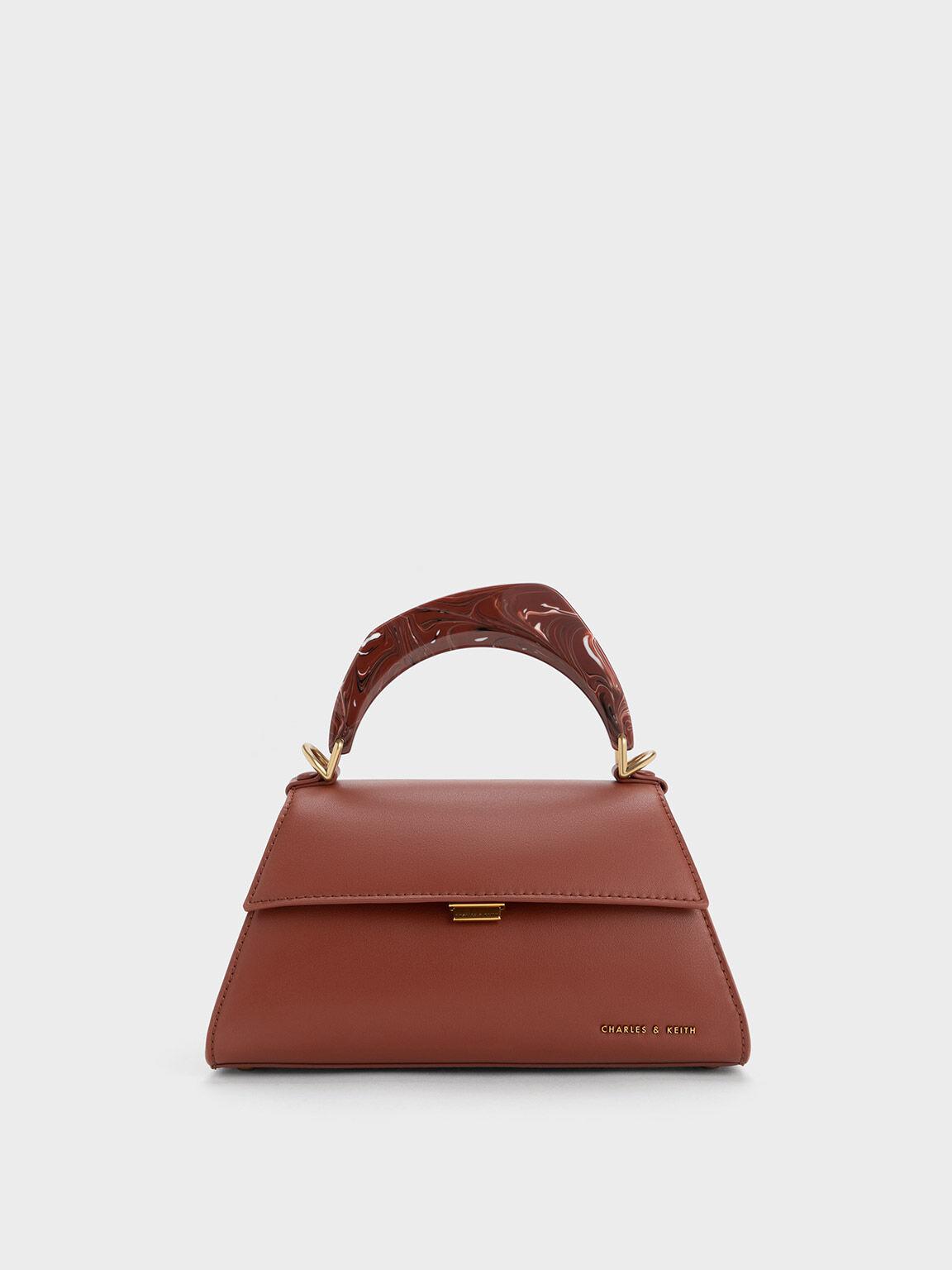 Túi Charles Keith Xách Hình Thang Marlin Acrylic Mocha