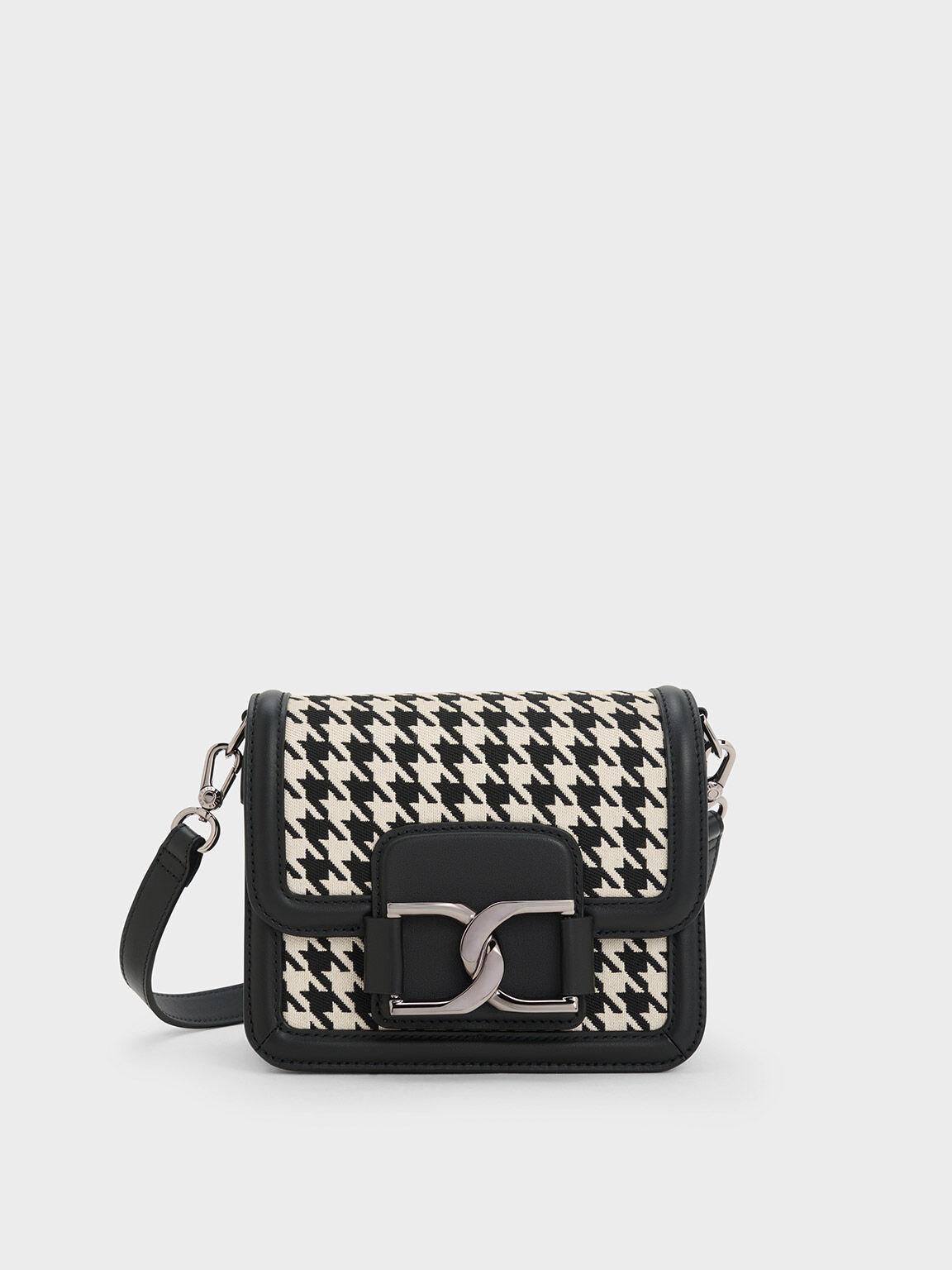 Túi Charles Keith Đeo Chéo Nắp Gập Gabine Houndstooth Nhiều Màu