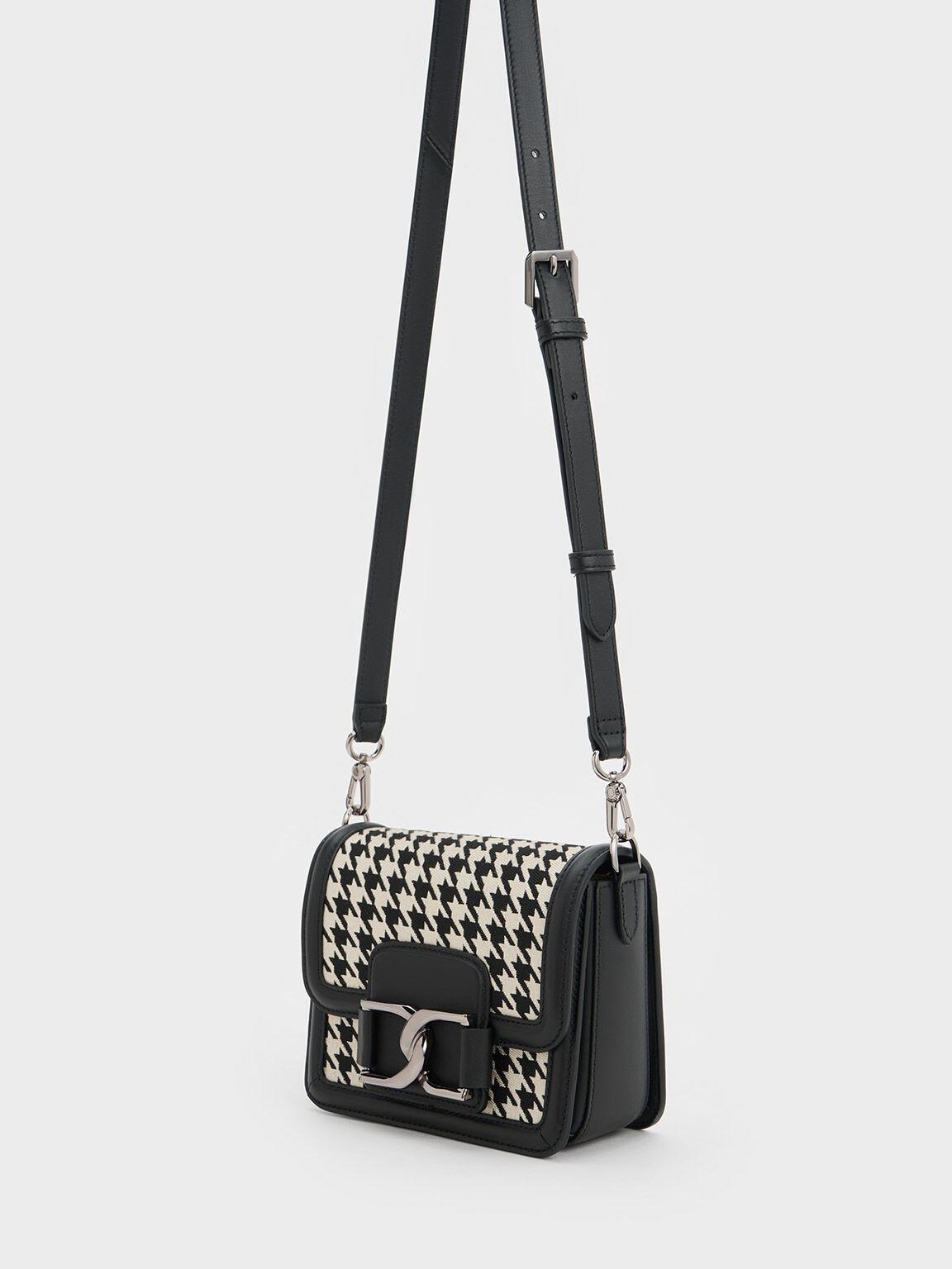 Túi Charles Keith Đeo Chéo Nắp Gập Gabine Houndstooth Nhiều Màu