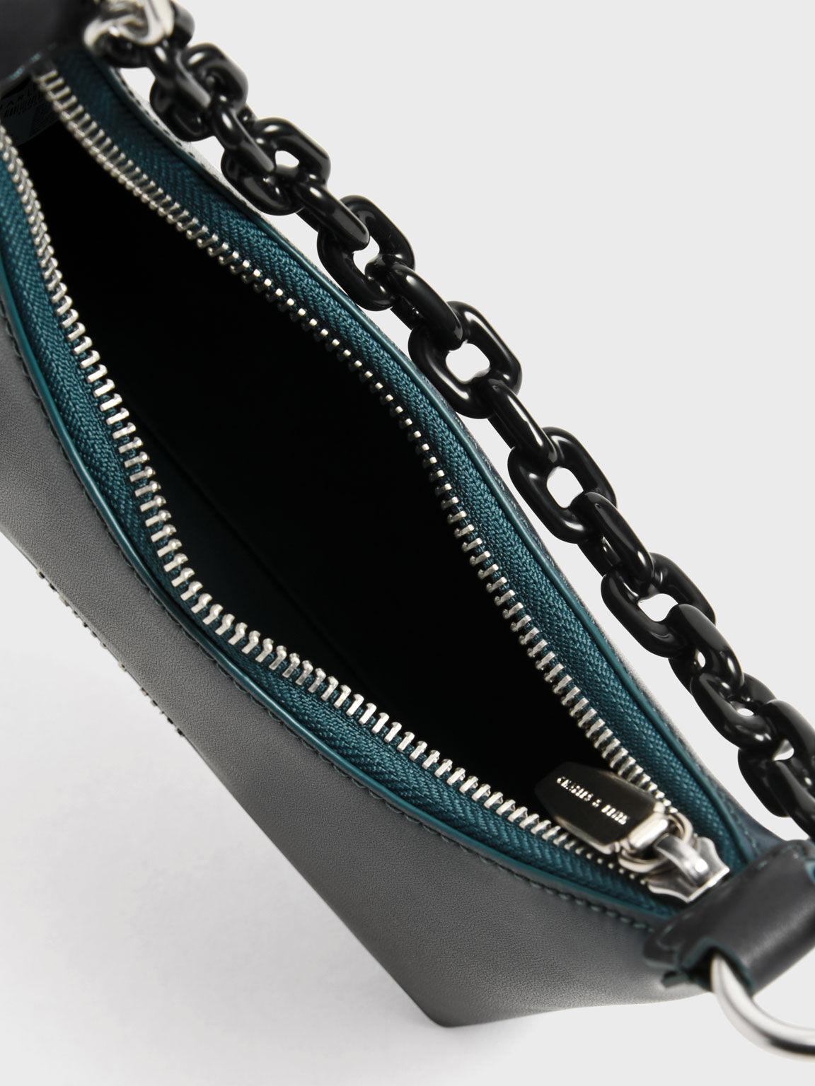 Túi Charles Keith Đeo Vai Verity Chain-Link Sculptural Xanh Lá