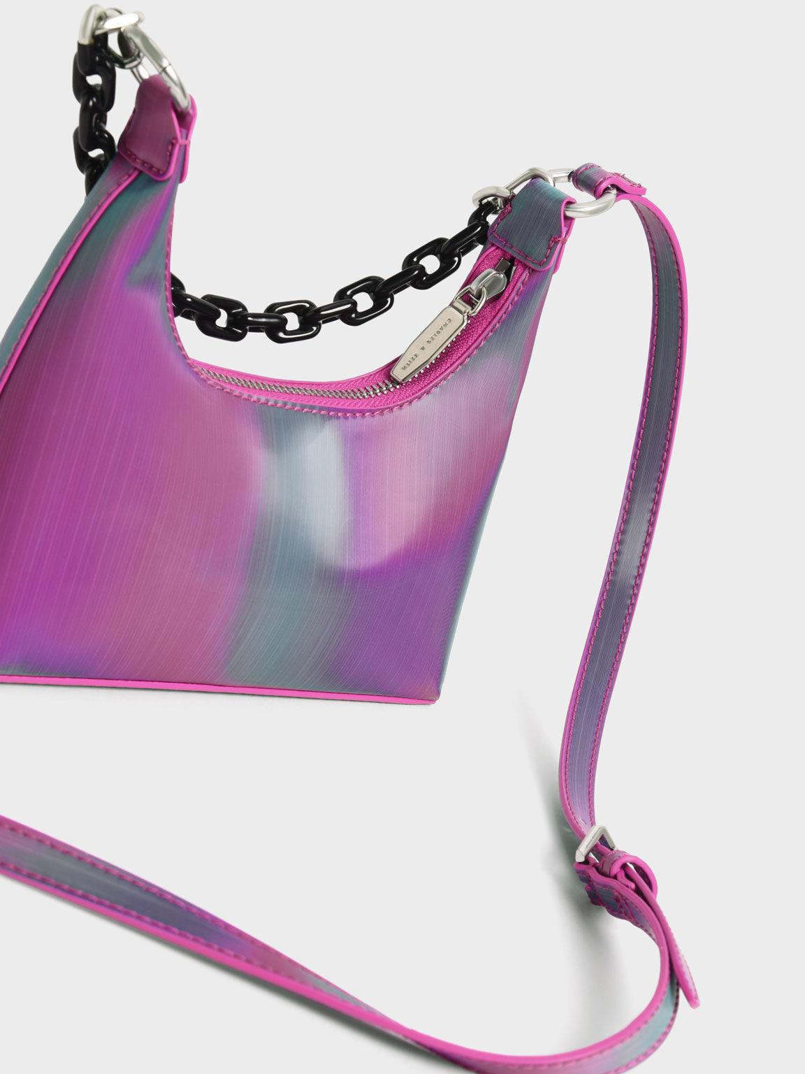 Túi Charles Keith Đeo Vai Verity Chain-Link Sculptural Xanh Công