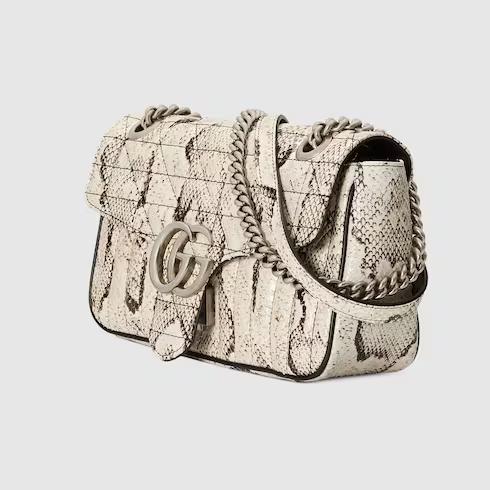 Túi Gucci Gg Marmont Small Python Shoulder Bag Nữ Màu Trắng Sữa