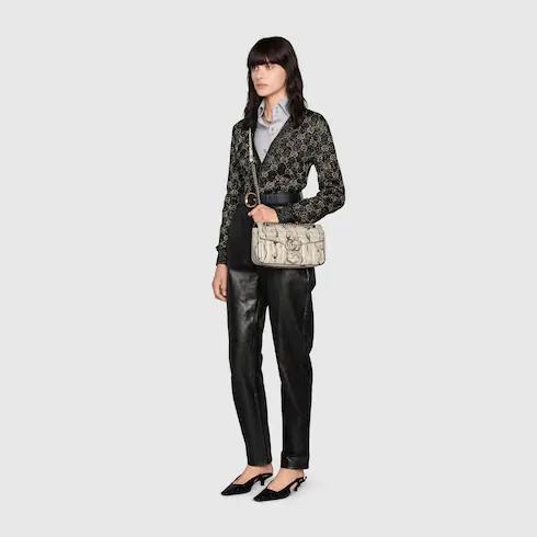 Túi Gucci Gg Marmont Small Python Shoulder Bag Nữ Màu Trắng Sữa