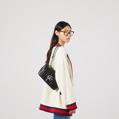 Túi Gucci Gg Marmont Small Shoulder Bag Nữ Màu Đen Sọc Dài