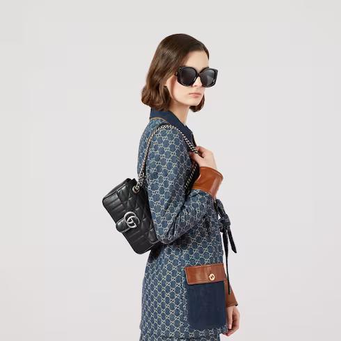 Túi Gucci Gg Marmont Mini Shoulder Bag Nữ Màu Đen Sọc