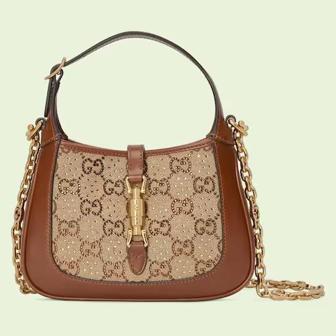 Túi Gucci Jackie 1961 Crystal Gg Mini Shoulder Bag Nữ Màu Nâu Be