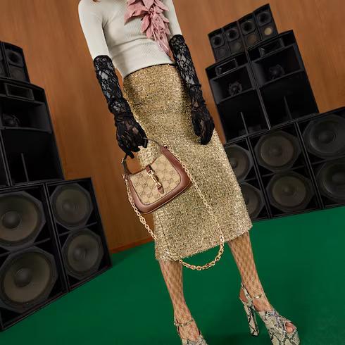 Túi Gucci Jackie 1961 Crystal Gg Mini Shoulder Bag Nữ Màu Nâu Be