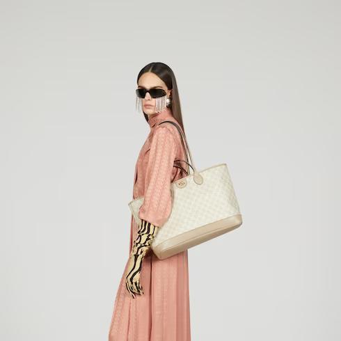 Túi Gucci Ophidia Medium Tote Bag Nữ Màu Trắng Be