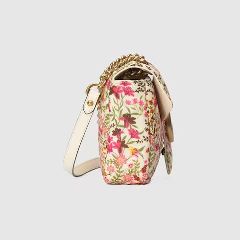 Túi Gucci Gg Marmont Small Floral Shoulder Bag Nữ Màu Trắng Hồng