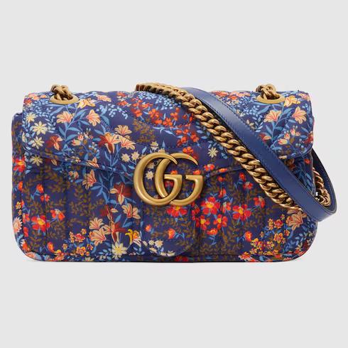 Túi Gucci Gg Marmont Small Chevron Shoulder Bag Nữ Màu Xanh Đỏ