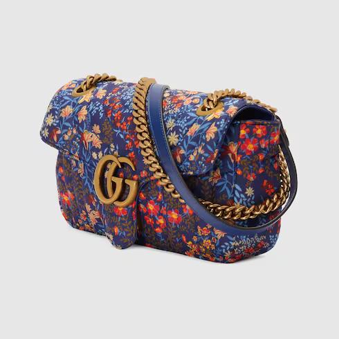 Túi Gucci Gg Marmont Small Chevron Shoulder Bag Nữ Màu Xanh Đỏ