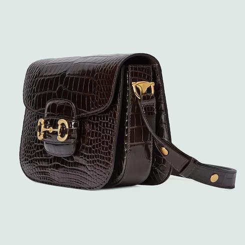 Túi Gucci Horsebit 1955 Crocodile Small Bag Nữ Màu Nâu 