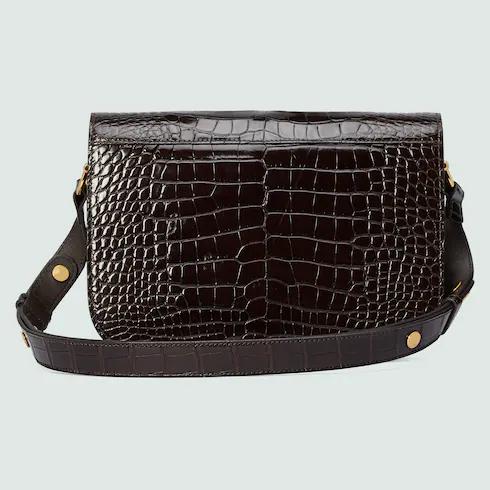 Túi Gucci Horsebit 1955 Crocodile Small Bag Nữ Màu Nâu 