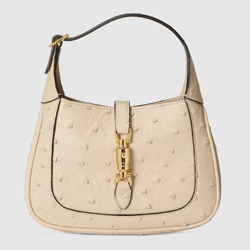 Túi Gucci Jackie 1961 Ostrich Mini Shoulder Bag Nữ Màu Trắng