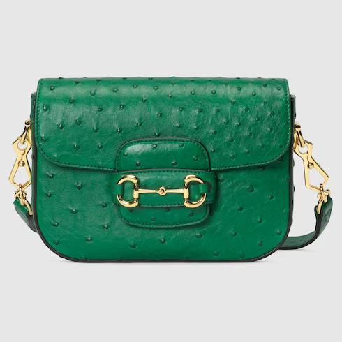 Túi Gucci Horsebit 1955 Ostrich Mini Bag Nữ Màu Xanh Lá Cây