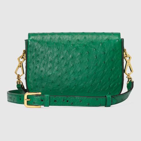 Túi Gucci Horsebit 1955 Ostrich Mini Bag Nữ Màu Xanh Lá Cây