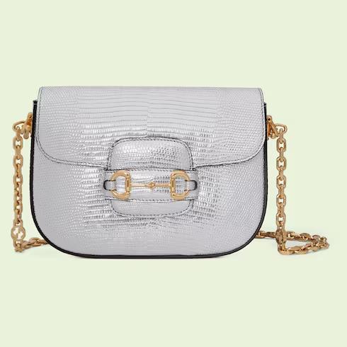 Túi Gucci Horsebit 1955 Lizard Mini Bag Nữ Màu Bạc