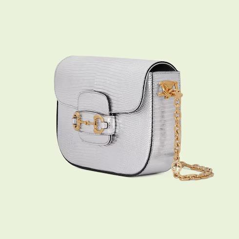 Túi Gucci Horsebit 1955 Lizard Mini Bag Nữ Màu Bạc