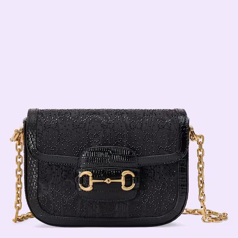 Túi Gucci Horsebit 1955 Gg Crystal Mini Bag Nữ Màu Đen