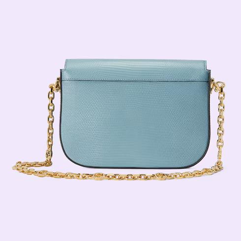 Túi Gucci Horsebit 1955 Lizard Mini Bag Nữ Màu Xanh Da Trời