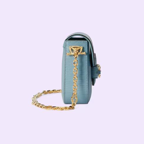 Túi Gucci Horsebit 1955 Lizard Mini Bag Nữ Màu Xanh Da Trời