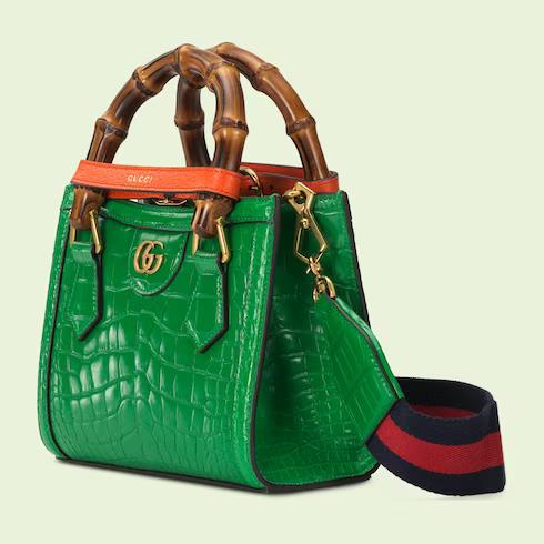 Túi Gucci Diana Mini Crocodile Tote Bag Nữ Màu Xanh Lá Cây