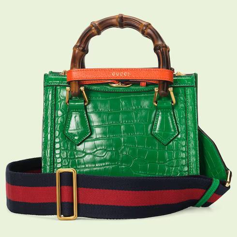 Túi Gucci Diana Mini Crocodile Tote Bag Nữ Màu Xanh Lá Cây