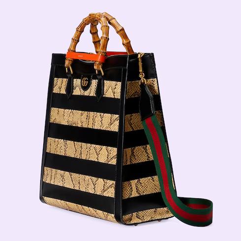 Túi Gucci Diana Large Python Tote Nữ Màu Đen Be