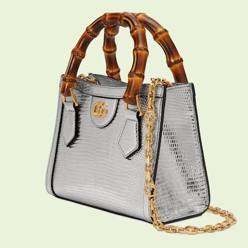 Túi Gucci Diana Mini Lizard Tote Bag Nữ Màu Bạc