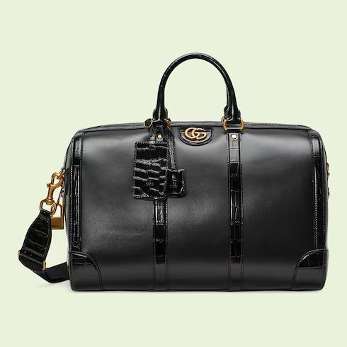 Túi Gucci Crocodile Trim Duffle Bag With Double G Nữ Màu Đen