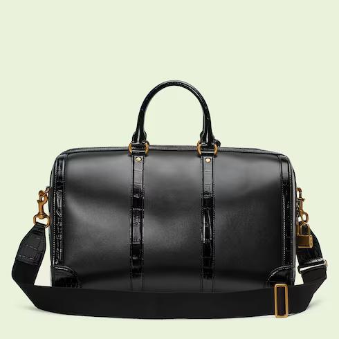 Túi Gucci Crocodile Trim Duffle Bag With Double G Nữ Màu Đen