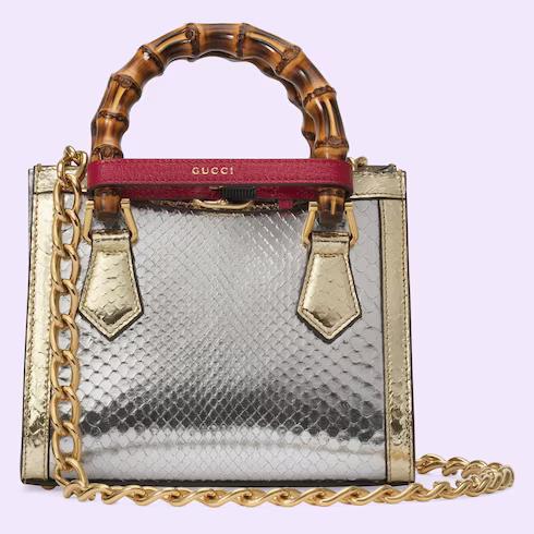 Túi Gucci Nojum Diana Mini Python Bag Nữ Màu Bạc