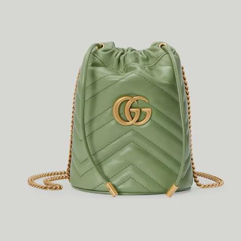 Túi Gucci Gg Marmont Matelassé Mini Bucket Bag Nữ Màu Xanh Lá Cây