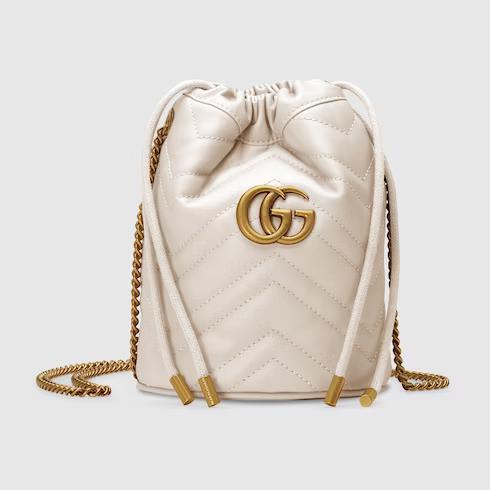 Túi Gucci Gg Marmont Matelassé Mini Bucket Bag Nữ Màu Trắng