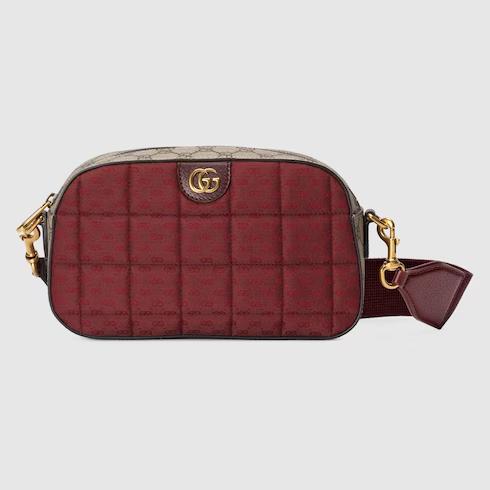 Túi Gucci Mini Gg Canvas Small Shoulder Bag Nữ Màu Đỏ Đô