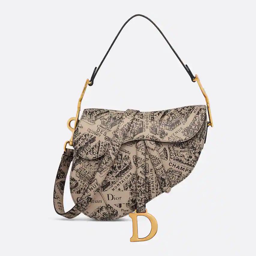 Túi Dior Saddle Bag With Strap Beige And Black