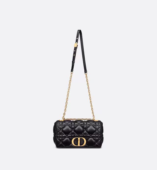 Túi Dior Medium Dior Caro Bag Black Quilted