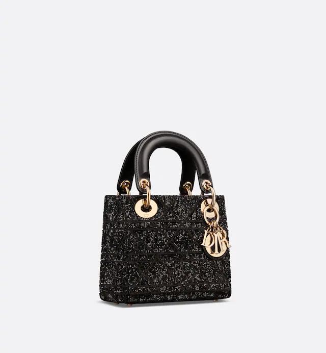 Túi Dior Mini Lady Dior Bag Black Cannage Cotton