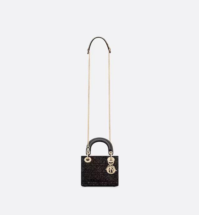 Túi Dior Mini Lady Dior Bag Black Cannage Cotton