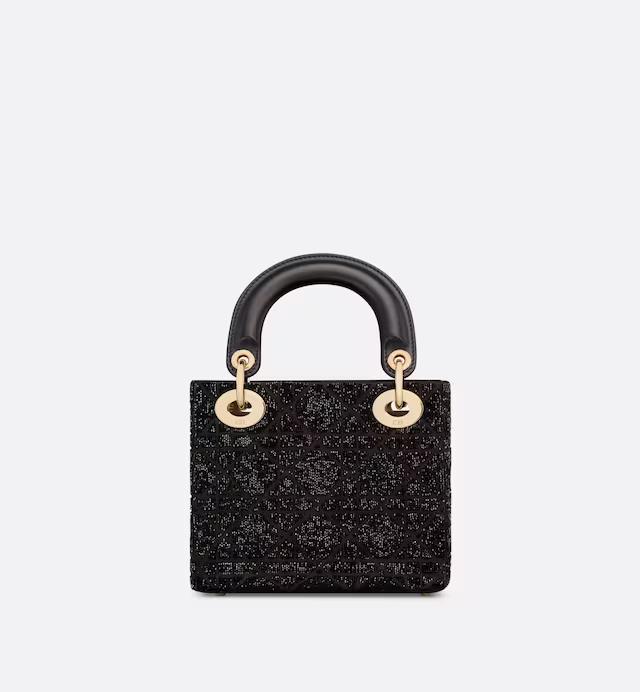 Túi Dior Mini Lady Dior Bag Black Cannage Cotton