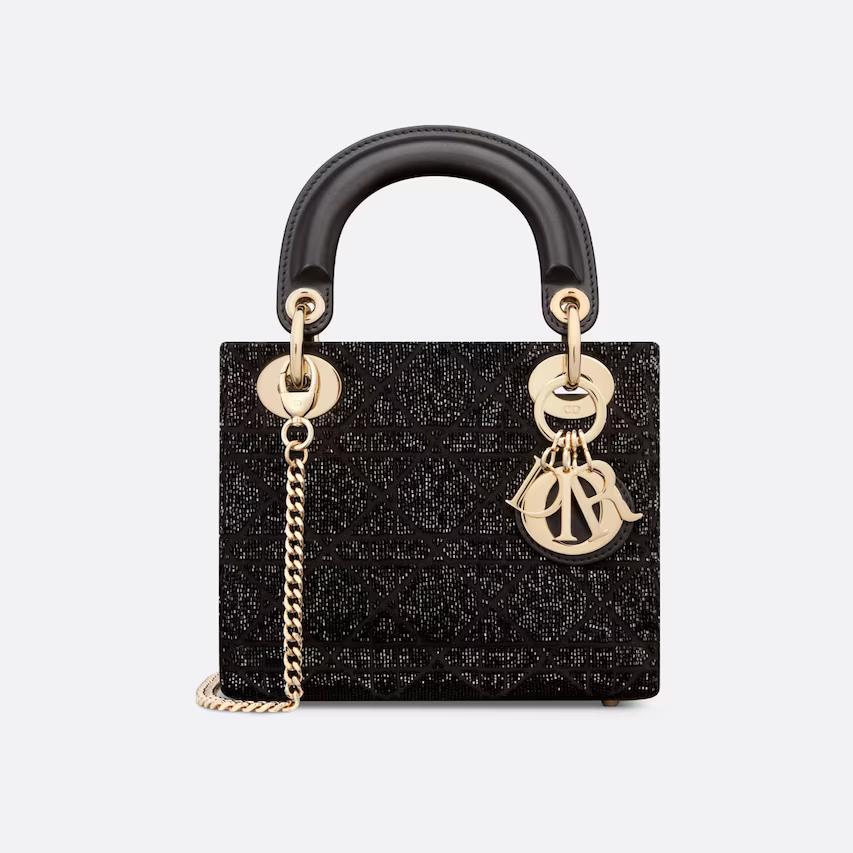 Túi Dior Mini Lady Dior Bag Black Cannage Cotton