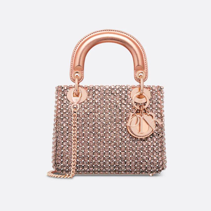 Túi Dior Mini Lady Dior Bag Metallic Pink