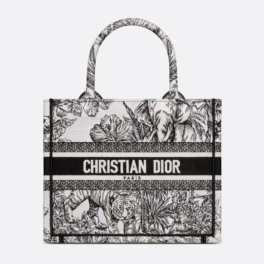 Túi Dior Small Dior Book Tote White And Black Toile De Jouy Voyage Embroidery