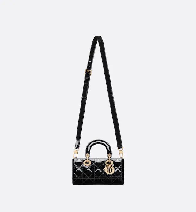 Túi Dior Small Lady D-Joy Bag Black Patent Cannage Calfskin