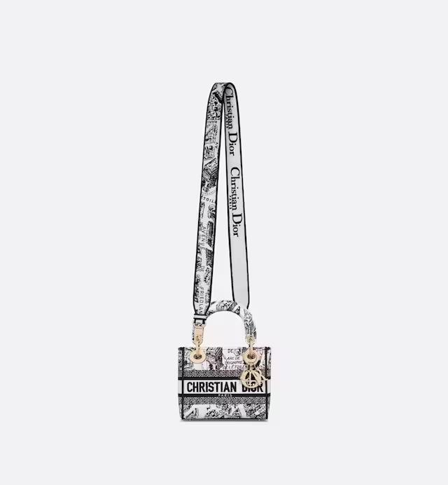 Túi Dior Mini Lady D-Lite Bag White And Black Plan