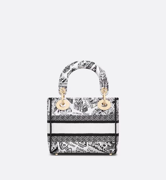 Túi Dior Mini Lady D-Lite Bag White And Black Plan