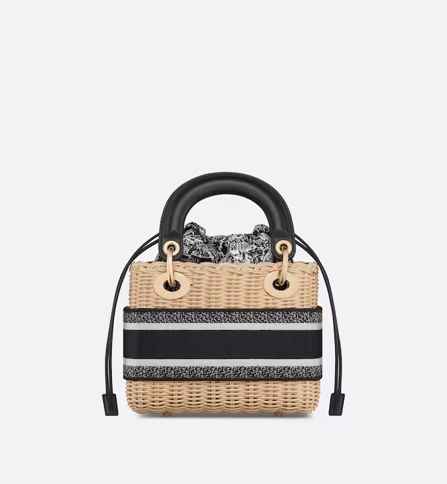 Túi Dior Mini Lady D-Lite Bag Natural Wicker And Canvas